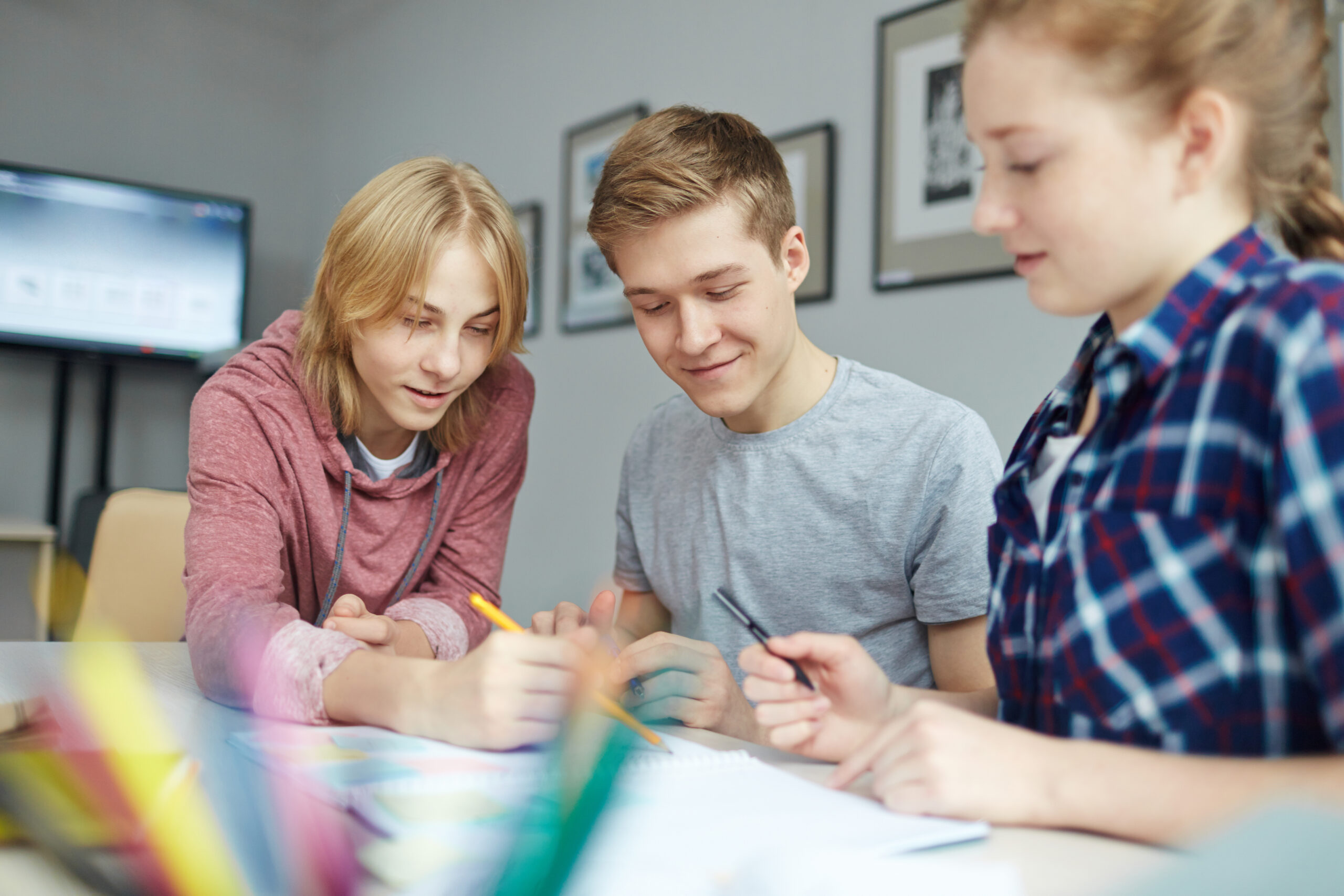 Clever students discussing their creative ideas
